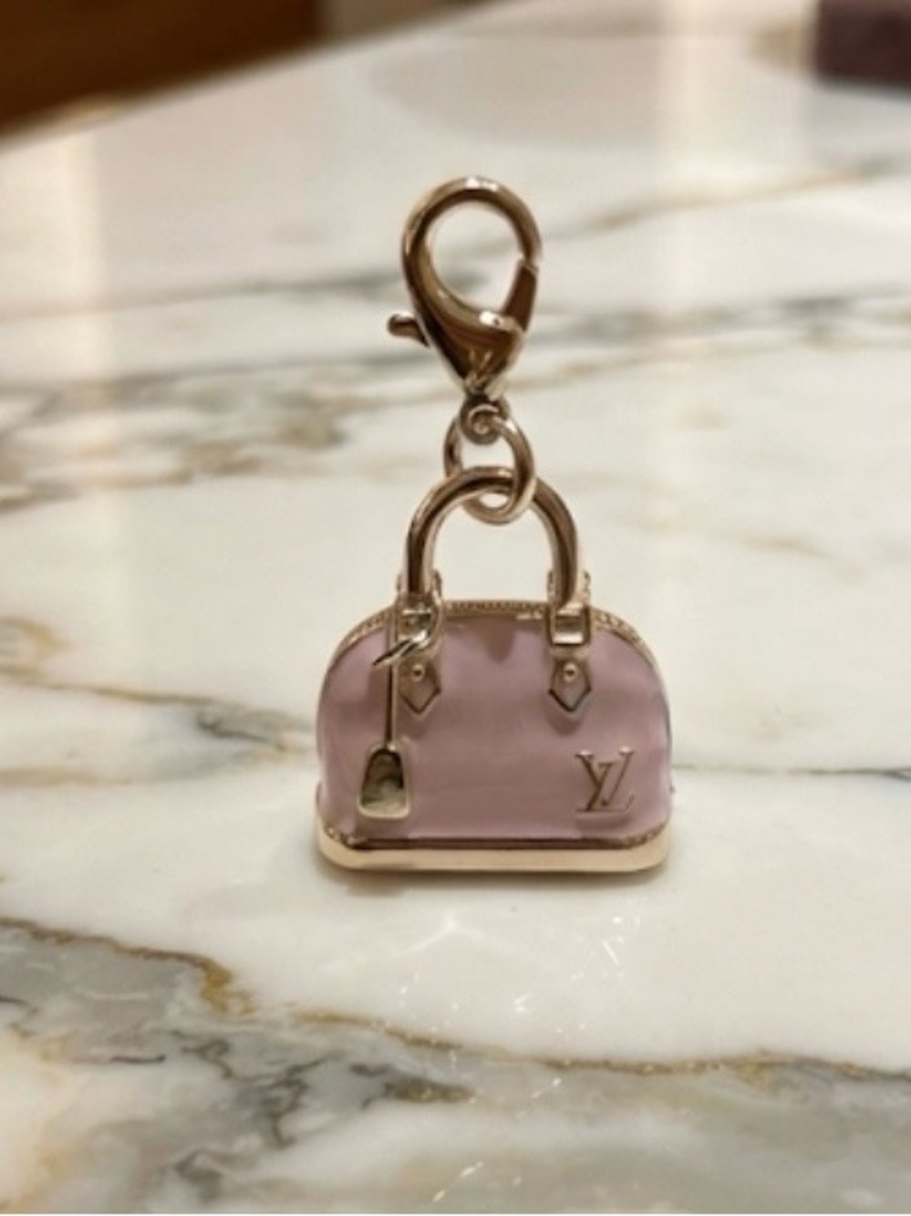 Pink Alma Bag Charm Key Holder with Gold Hardware-mini - Picture 1 of 5